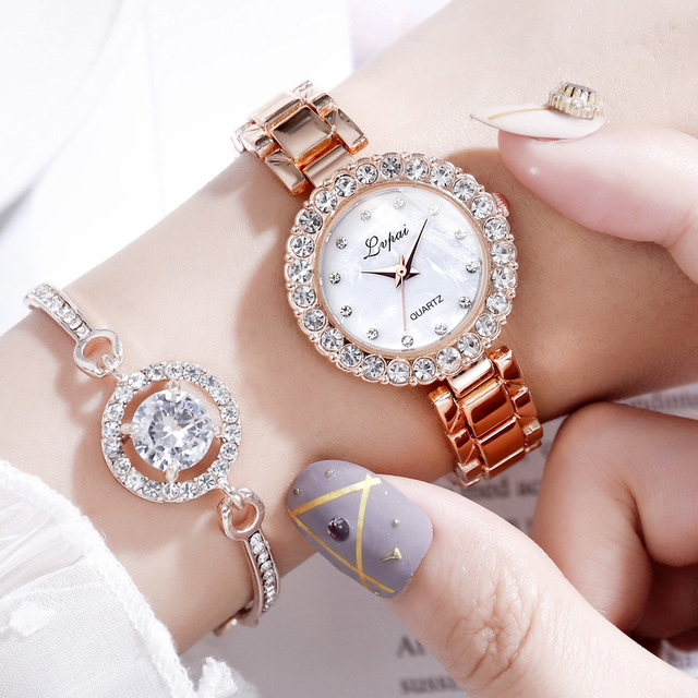 Rose gold watch bracelet set online