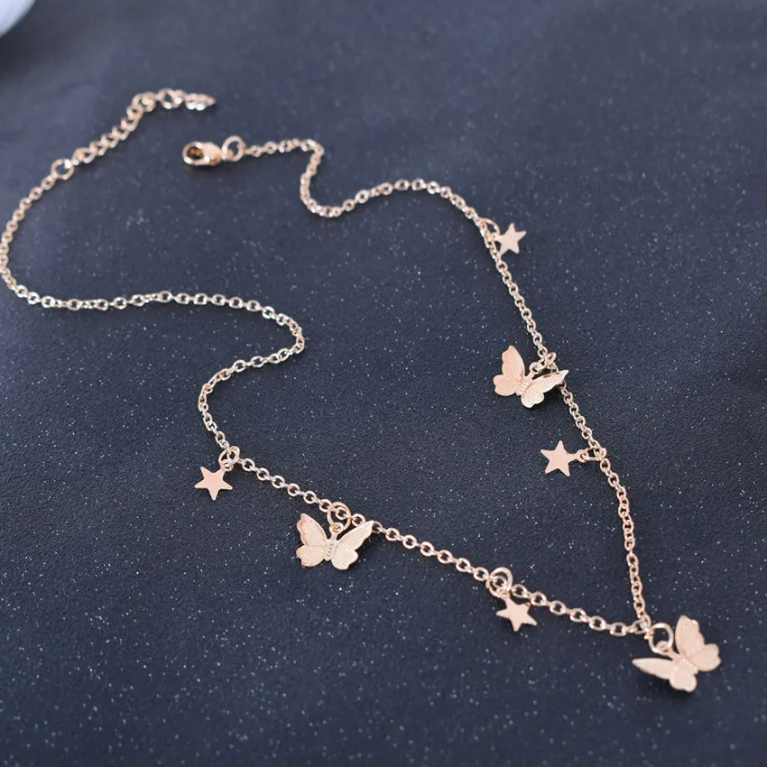 Riley Watson Jewellery Butterfly Necklace Three Butterflies and Stars Gold [Free Gift with Purchase] by Riley Watson | Riley Watson Jewellery