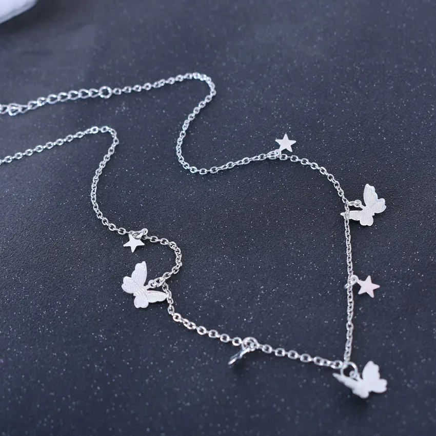 Riley Watson Jewellery Butterfly Necklace Three Butterflies and Stars Silver [Free Gift with Purchase] by Riley Watson | Riley Watson Jewellery