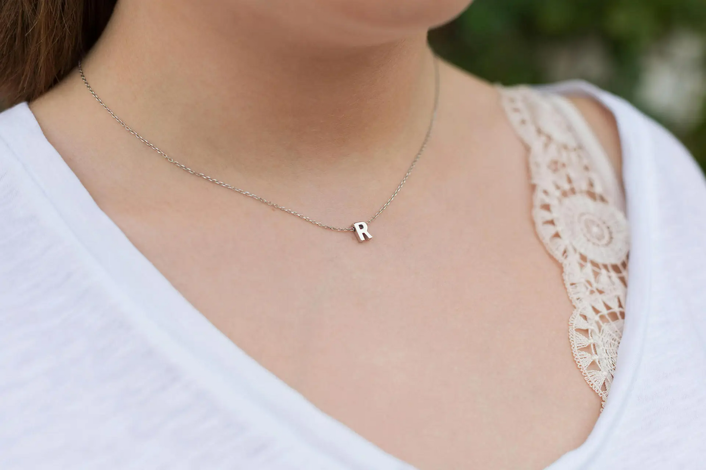 Gray Initial Necklace