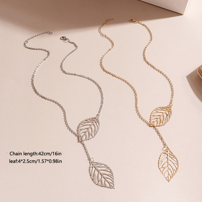 Light Gray Leave Necklace