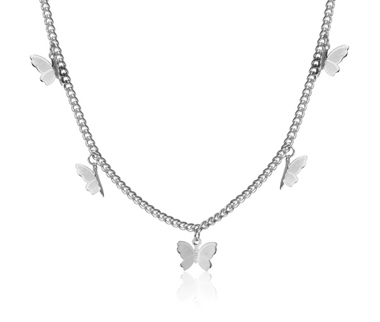 Riley Watson Jewellery Butterfly Necklace Five Butterflies Silver [Free Gift with Purchase] by Riley Watson | Riley Watson Jewellery