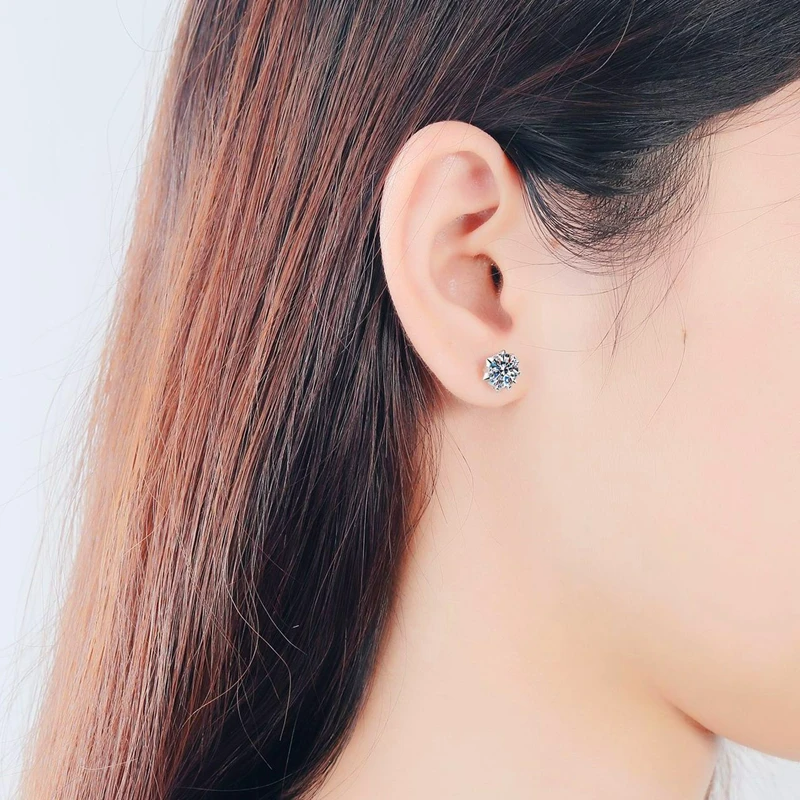 Light Gray Gemstone Ear Studs