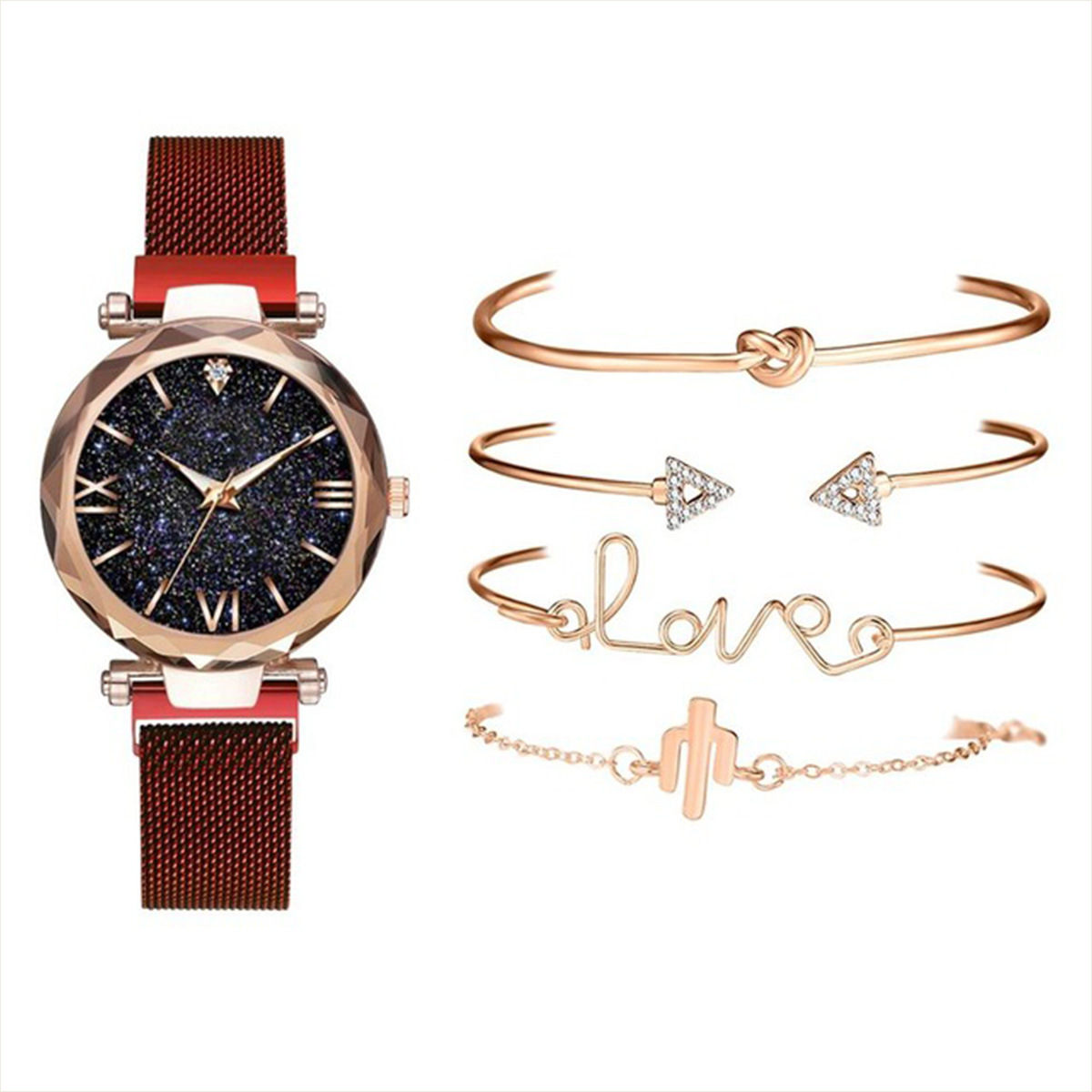 Black Watch and Bracelet Set