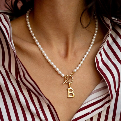 Sienna Pearl Initial Necklace